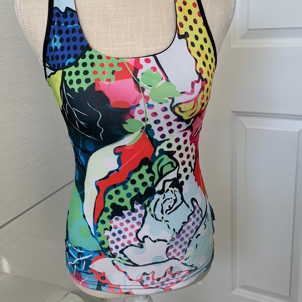 Size S Kosmic athletic racerback top beautiful print,  inner bra, like new